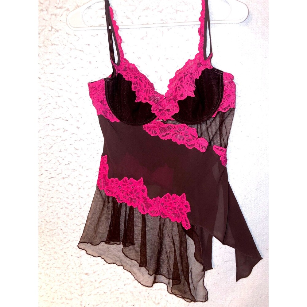 Victoria Secret Chemise Nighty Slip Push Up Lace Babydoll 36C Lingerie Sexy VTG